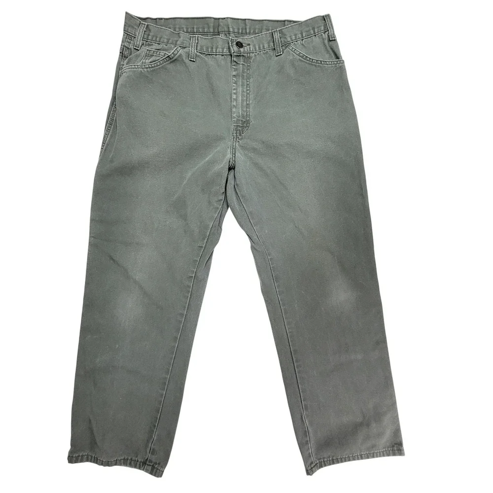 Dickies 1939RMS Relaxed Fit Carpenter Pants Mens 38x30 Olive Green Duck Canvas